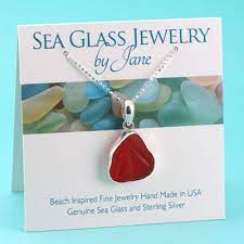 Chunky Red Sea Glass Necklace Bezel Set