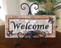 Mosaic Welcome Plaque Mosaic Wall Art