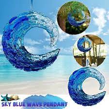 Blue Oceans Wave Fused Glass Sculpture
