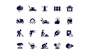 Lawn Care Line Icons Signs Set Lawn