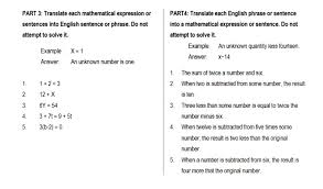 Translate Each Mathematical Expression