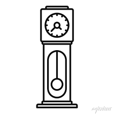Antique Pendulum Clock Icon Outline