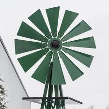 8 Ft Green Steel Classic Decorative Windmill