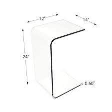 Acrylic Side Table Modern C Style Vertical End Table Or Lap Desk