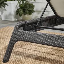 Brown Wicker Outdoor Patio Chaise Lounge With Almond Sling Fabric 2 Pack
