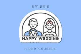 Wedding Sticker Icon Happy Wedding