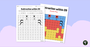 Subtraction Within 20 Colour By
