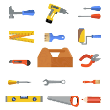 Construction Repair Tools Flat Icon Set