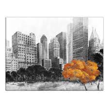 Cityscape Gold Tree Enhanced Canvas