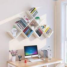 Glossy Wooden Wall Attached Book Rack