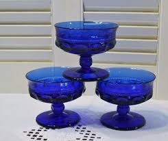 Vintage Cobalt Blue Sherbet Glass Set