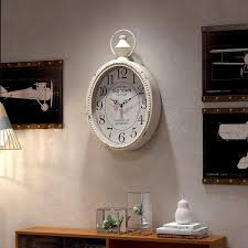 Small Retro Oval Wall Clock Antique Old Design White Vintage Style Battery Operated Silent Decor Wall Clocks