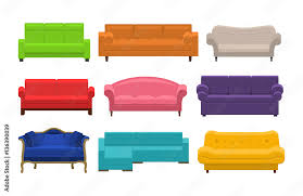 Set Of Colorful Sofa Icon Collection