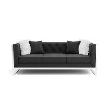 Black Polyester Sofa Set Idf 6748bk 3pc