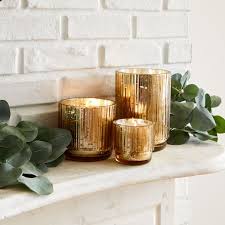 Mercury Glass Fluted Candles Cypress