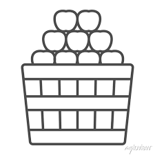 Basket Full Of Apples Thin Line Icon