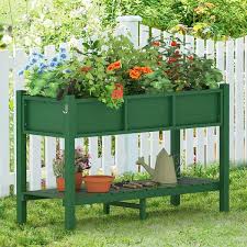 48 In X 18 In X 30 In Green Raised Planter Boxes Elevated Plastic Garden Bed Stand For Backyard Patio Balcony