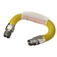 12 In Flexible 1 2 In O D X 3 8 In Fittings Gas Connector Yellow Coated Stainless Steel For Dryer And Water Heater