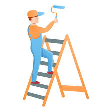 Painter Guy On A Stepladder Vector Icon