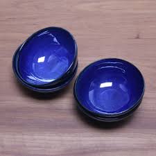 Blue Ceramic Dessert Bowls Set Of 4