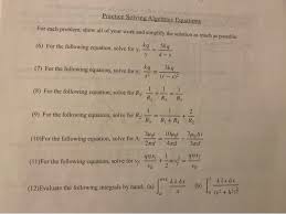 Practice Solving Algebraic Equations