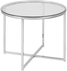 Cross Modern Round Lamp Table Glass Top