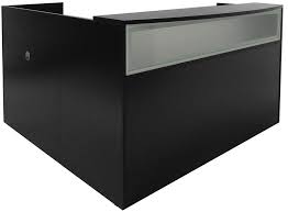 Black L Shaped Reception Desk W Frosted