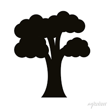 Leafy Tree Silhouette Style Icon Wall