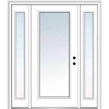 Mmi Door 53 In X 81 75 In Clear Glass Full Lite Right Hand Classic Primed Fiberglass Smooth Prehung Front Door W One Sidelite