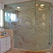 Shower Enclosure Glass Shower Etched