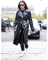 New Women S Pvc Vinyl Trench Jacket