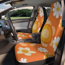 Retro Mid Mod Car Seat Covers Orange