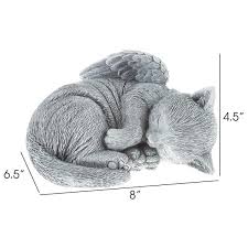 Pure Garden Sleeping Angel Cat Pet Memorial Statue Resin Faux Stone Finish Size 8 Inch X 6 5 Inch 4 5 Inch