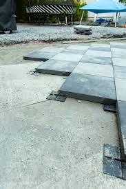 Checkerboard Concrete Pavers And A Yard