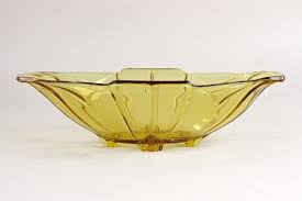 Art Deco Amber Colored Glass Jardiniere