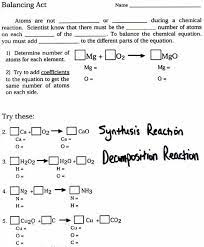 Balanced Chemical Equations Worksheet