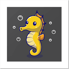 Cute Seahorse Cartoon Vector Icon