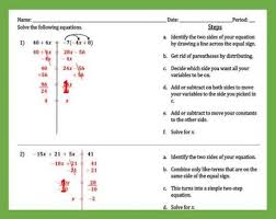 Solving Multi Step Equations Worksheet