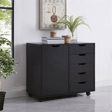 Homestock Black 5 Drawer Dresser With