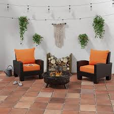 Sunbrella 24 X 24 Canvas Tuscan Orange Solid Rectangular Outdoor Deep Seating Chair Seat And Back Cushion Set