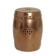 Round Gold Drum Prosperity Garden Stool