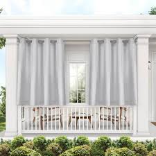 Ati Home Indoor Outdoor Solid Cabana Grommet Top Curtain Panel Pair 54x132 Cloud Grey