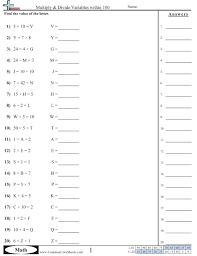 Variable Worksheets Free Distance
