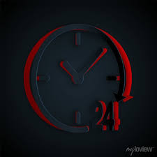 Paper Cut Clock 24 Hours Icon Isolated