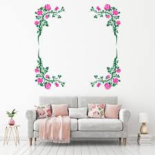 Pink Rose Flower Border Frame Wall