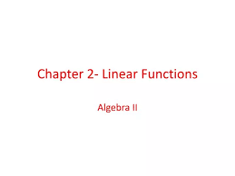 Ppt Chapter 2 Linear Functions