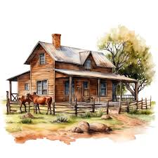 Premium Photo Watercolor Ranch House