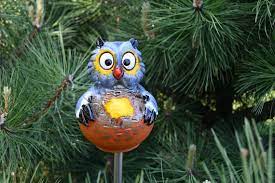 Garden Owl Garden Stake Ceramic Bird