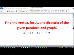 Directrix Of The Parabola And Graph