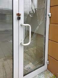 The Glass Of A Door Broken By
